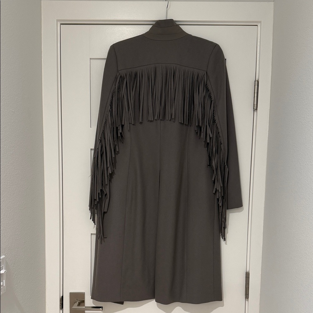 All Saints Women’s Gray Fringe Overcoat
